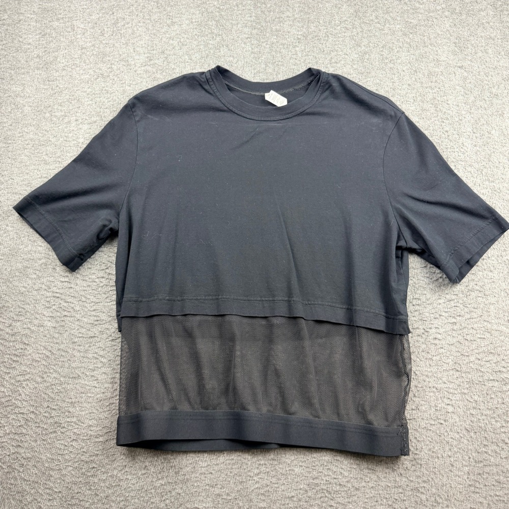 Lululemon Lab Women's Black Mesh Hem Short Sleeve Top Size 4